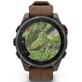 Смарт-часы Garmin Fenix 8 Pro 47mm Amoled Sapphire Lens Tinanium With Chestnut Leather Band Plus Pabble gray Silicone (010-03198-40)