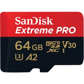 Карта памяти Sandisk Extreme Pro 64GB MicroSDXC Class 10/UHS-I/U3/V30/A2/170 Мб/с SDSQXCY-064G-GN6MA