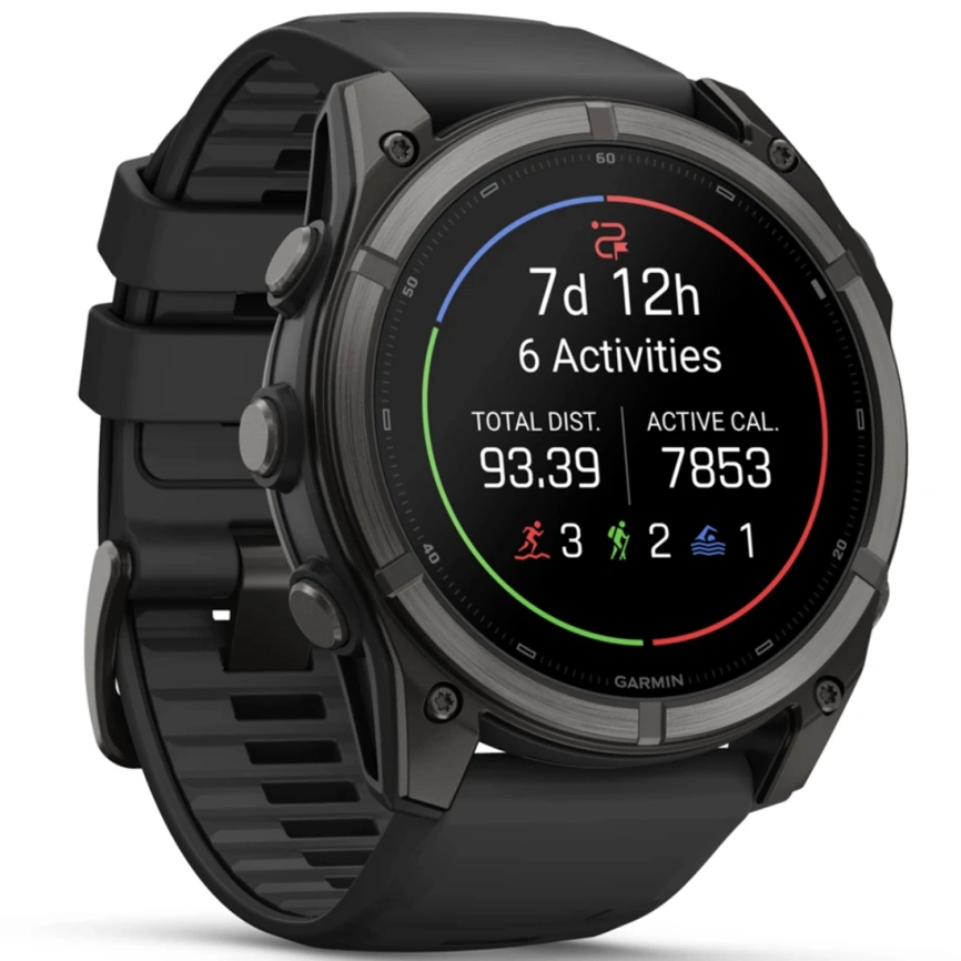 Смарт-часы Garmin Fenix 9 47mm Amoled (010-04762-11) Carbon Gray DLC Titanium with Black Silicone Band фото 3