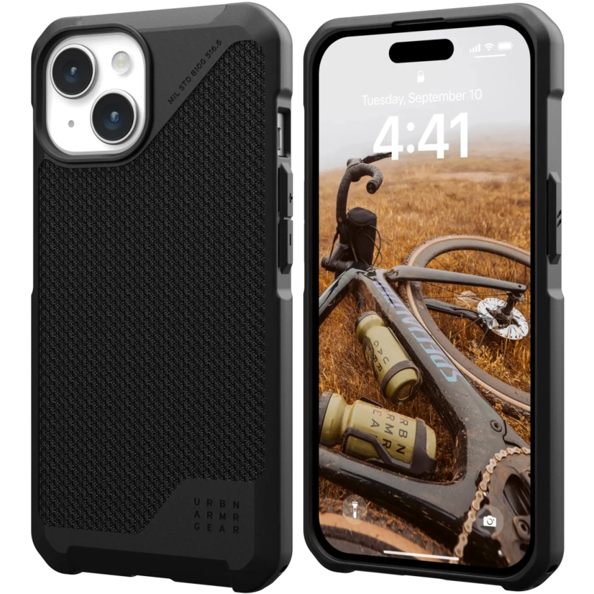 Чехол UAG Metropolis LT with MagSafe для iPhone 15 Kevlar Black (114315113940) фото 2