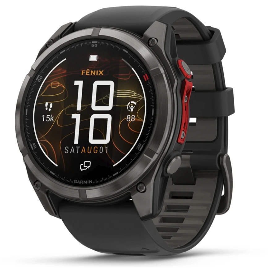 Смарт-часы Garmin Fenix 8 Pro 51mm Microled Sapphire Lens Carbon Grey DLC Tinanium With Black/Pebble Gray Silicone (010-03380-01) фото 1