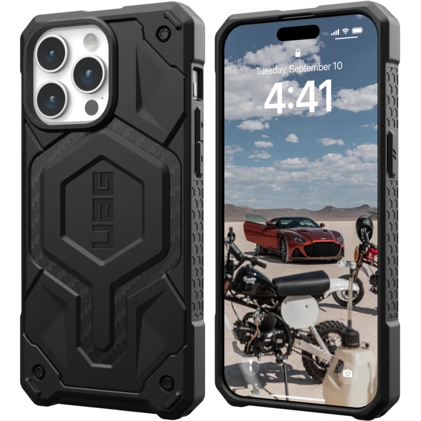 Чехол UAG с поддержкой MagSafe Monarch Pro для iPhone 15 Pro Max Carbon Fiber (114222114242) фото 2