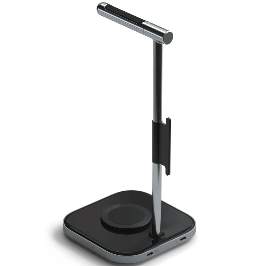Беспроводное зарядное устройство Satechi 2-in-1 Headphone Stand with Wireless Charger Space Grey фото 2