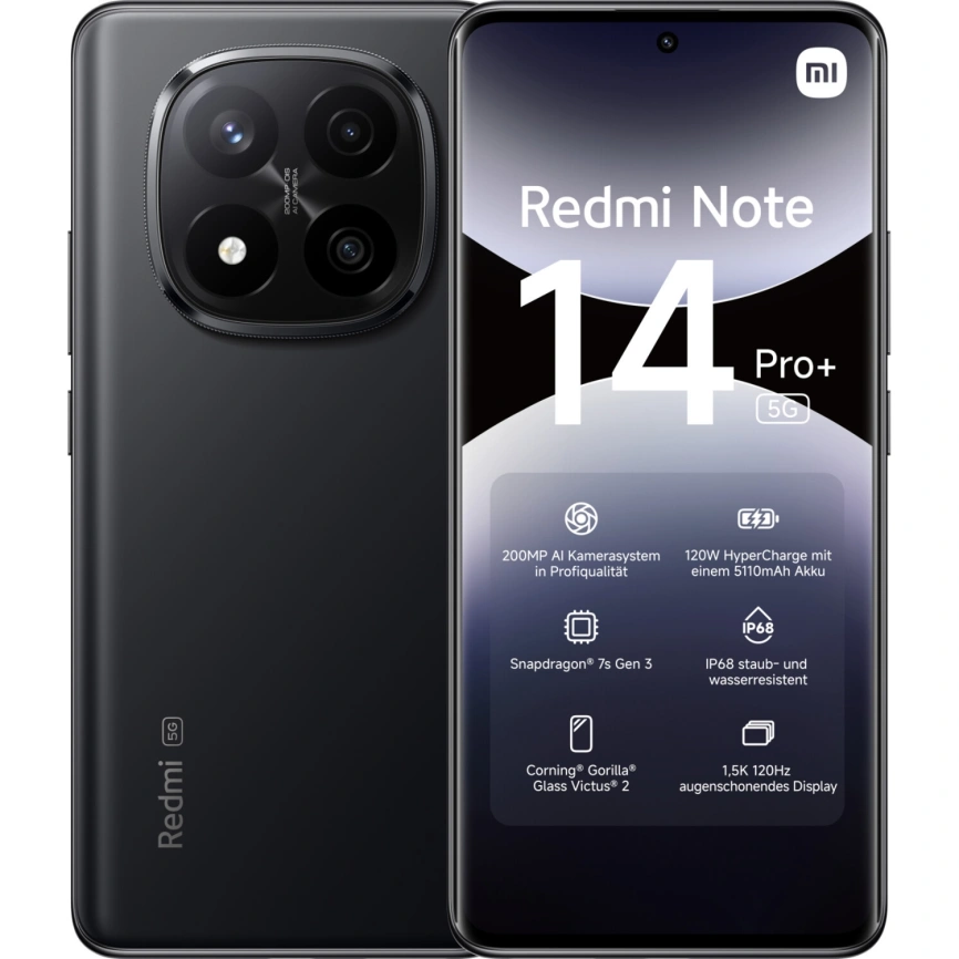 Смартфон Xiaomi Redmi Note 14 Pro Plus 5G 12/512Gb Midnight Black Global Version фото 1