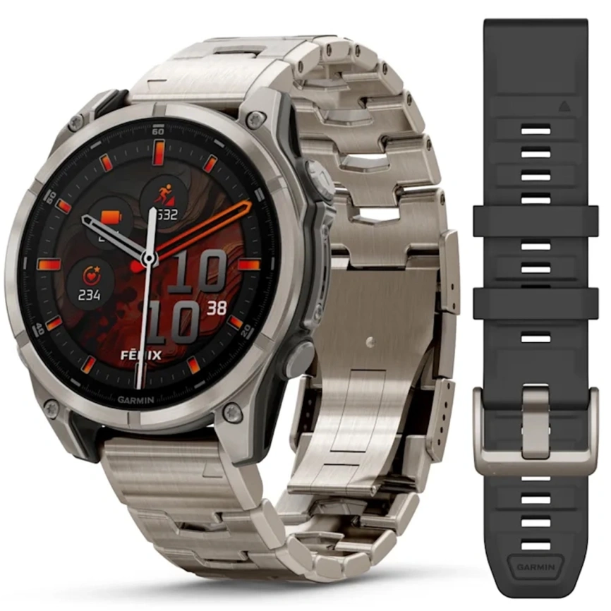 Смарт-часы Garmin Fenix 8 47mm Amoled Sapphire Titanium Graphite with Titanium Band with Graphite Silicone Band (010-02904-40) фото 1